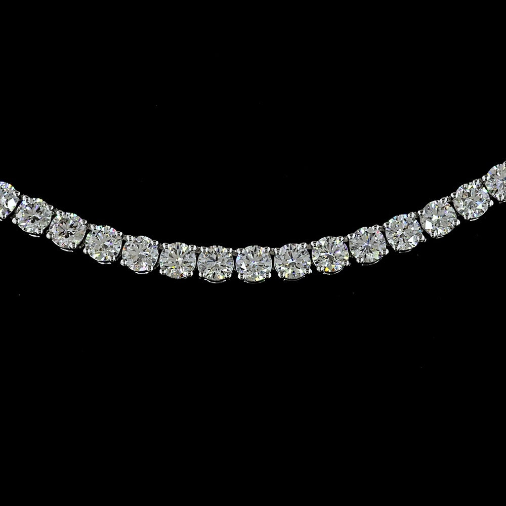 14K White Gold Tennis Necklace with 149 Prong-Set Brilliant Cut Lab Diamonds - 10.15 Carat Total Weight - Covaloro Fine Jewelry