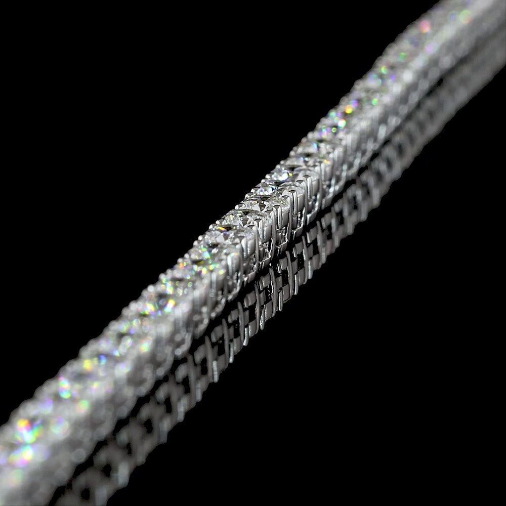 14K White Gold Tennis Necklace with 149 Prong-Set Brilliant Cut Lab Diamonds - 10.15 Carat Total Weight - Covaloro Fine Jewelry