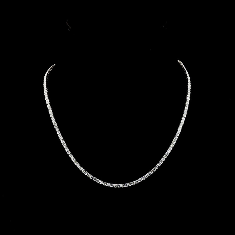 14K White Gold Tennis Necklace with 157 Round Brilliant Cut Lab Diamonds - 8.12 Carat Total Weight, E-F Color VS1 Clarity - Covaloro Fine Jewelry