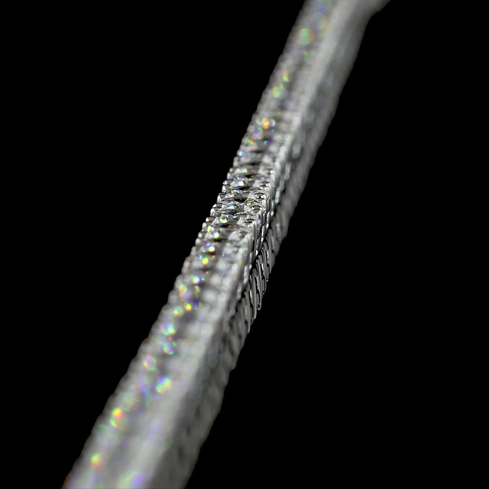 14K White Gold Tennis Necklace with 157 Round Brilliant Cut Lab Diamonds - 8.12 Carat Total Weight, E-F Color VS1 Clarity - Covaloro Fine Jewelry