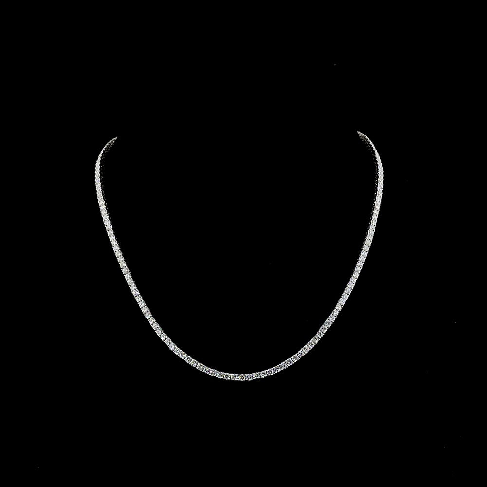 14K White Gold Tennis Necklace with 157 Round Brilliant Cut Lab Diamonds - 8.58 Carat Total Weight, E-F Color VS1 Clarity - Covaloro Fine Jewelry