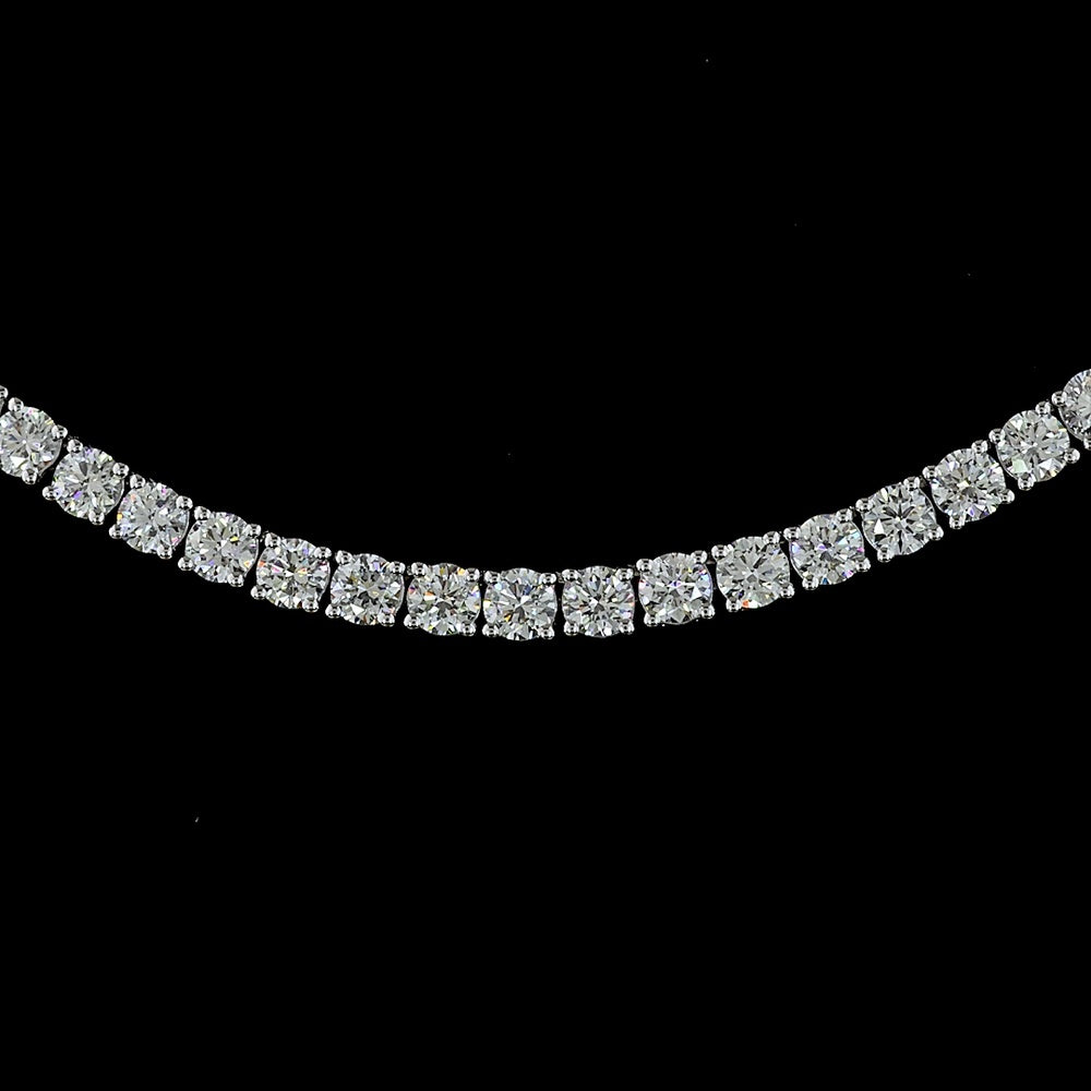 14K White Gold Tennis Necklace with 157 Round Brilliant Cut Lab Diamonds - 8.58 Carat Total Weight, E-F Color VS1 Clarity - Covaloro Fine Jewelry