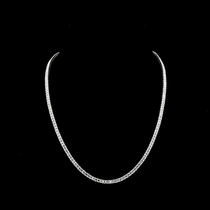 14K White Gold Tennis Necklace with 17.17 Carats of Antique Cushion Cut Lab Diamonds in Prong Setting E-F VS1 - Covaloro Fine Jewelry