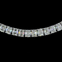 14K White Gold Tennis Necklace with 17.17 Carats of Antique Cushion Cut Lab Diamonds in Prong Setting E-F VS1 - Covaloro Fine Jewelry