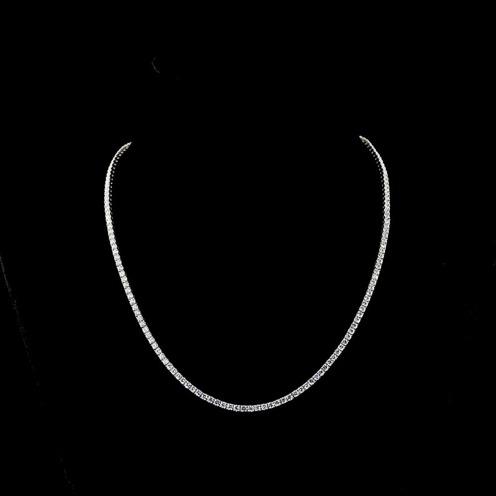14K White Gold Tennis Necklace with 170 Prong-Set Round Lab Diamonds - 9.43 Carat Total Weight - Covaloro Fine Jewelry