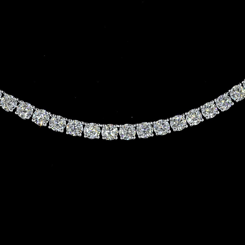 14K White Gold Tennis Necklace with 170 Prong-Set Round Lab Diamonds - 9.43 Carat Total Weight - Covaloro Fine Jewelry