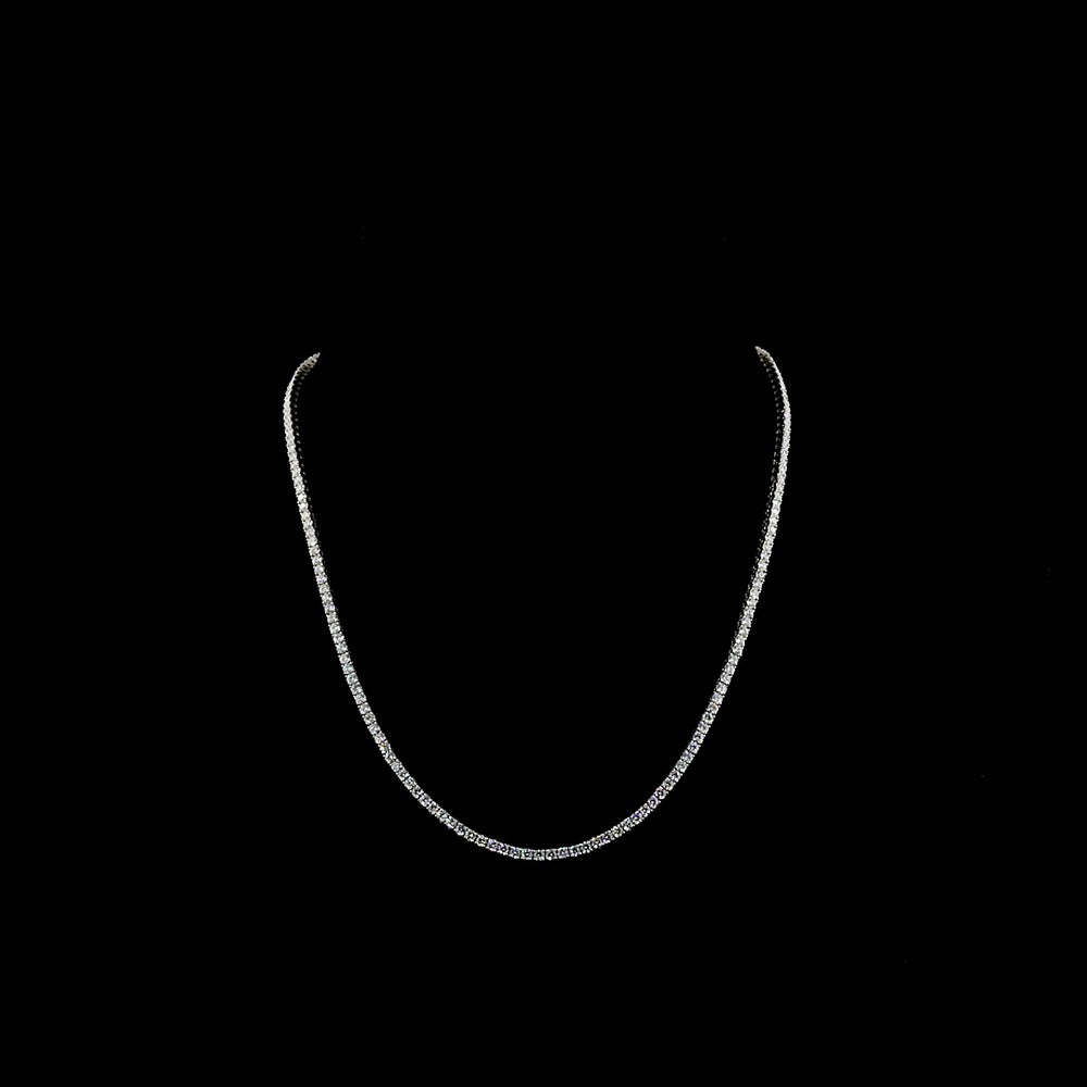 14K White Gold Tennis Necklace with 177 Prong-Set Round Lab Diamonds - E-F Color VS1 Clarity - 6.71 Carat Total Weight - Covaloro Fine Jewelry