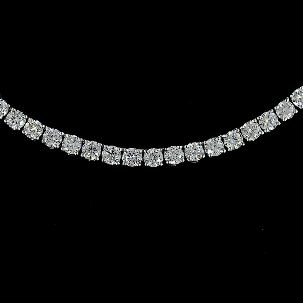 14K White Gold Tennis Necklace with 177 Prong-Set Round Lab Diamonds - E-F Color VS1 Clarity - 6.71 Carat Total Weight - Covaloro Fine Jewelry