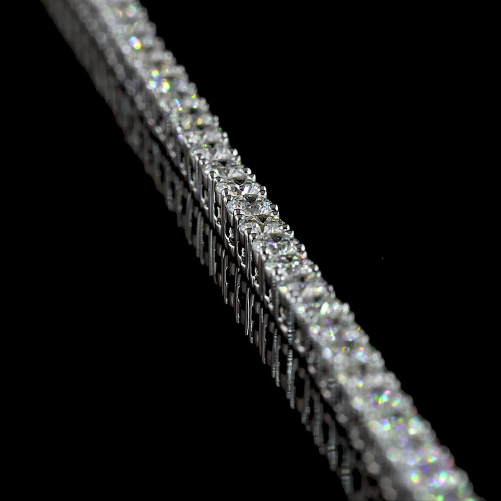 14K White Gold Tennis Necklace with 177 Prong-Set Round Lab Diamonds - E-F Color VS1 Clarity - 6.71 Carat Total Weight - Covaloro Fine Jewelry