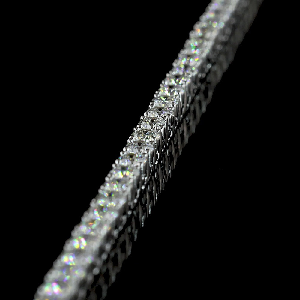 14K White Gold Tennis Necklace with 177 Prong-Set Round Lab Diamonds - E-F Color VS1 Clarity - 6.71 Carat Total Weight - Covaloro Fine Jewelry