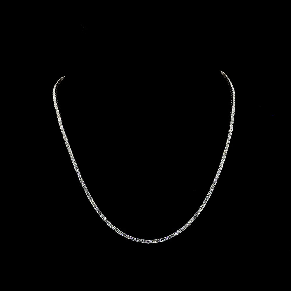 14K White Gold Tennis Necklace with 199 Round Brilliant Cut Lab Diamonds - 5.32 Carats Total Diamond Weight (E-F Color, VS1 Clarity) - Covaloro Fine Jewelry