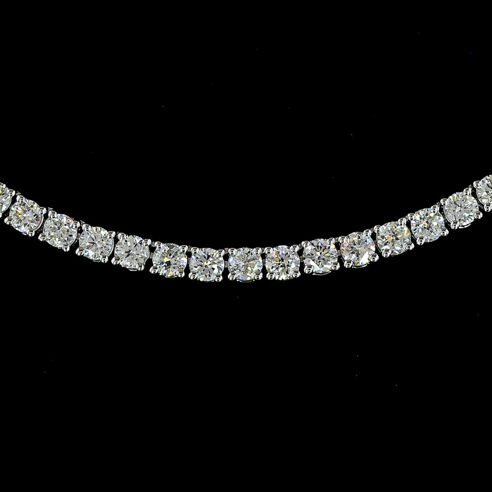 14K White Gold Tennis Necklace with 199 Round Brilliant Cut Lab Diamonds - 5.32 Carats Total Diamond Weight (E-F Color, VS1 Clarity) - Covaloro Fine Jewelry