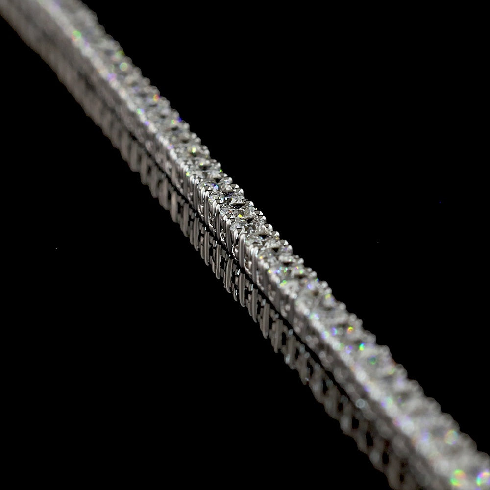 14K White Gold Tennis Necklace with 199 Round Brilliant Cut Lab Diamonds - 5.32 Carats Total Diamond Weight (E-F Color, VS1 Clarity) - Covaloro Fine Jewelry