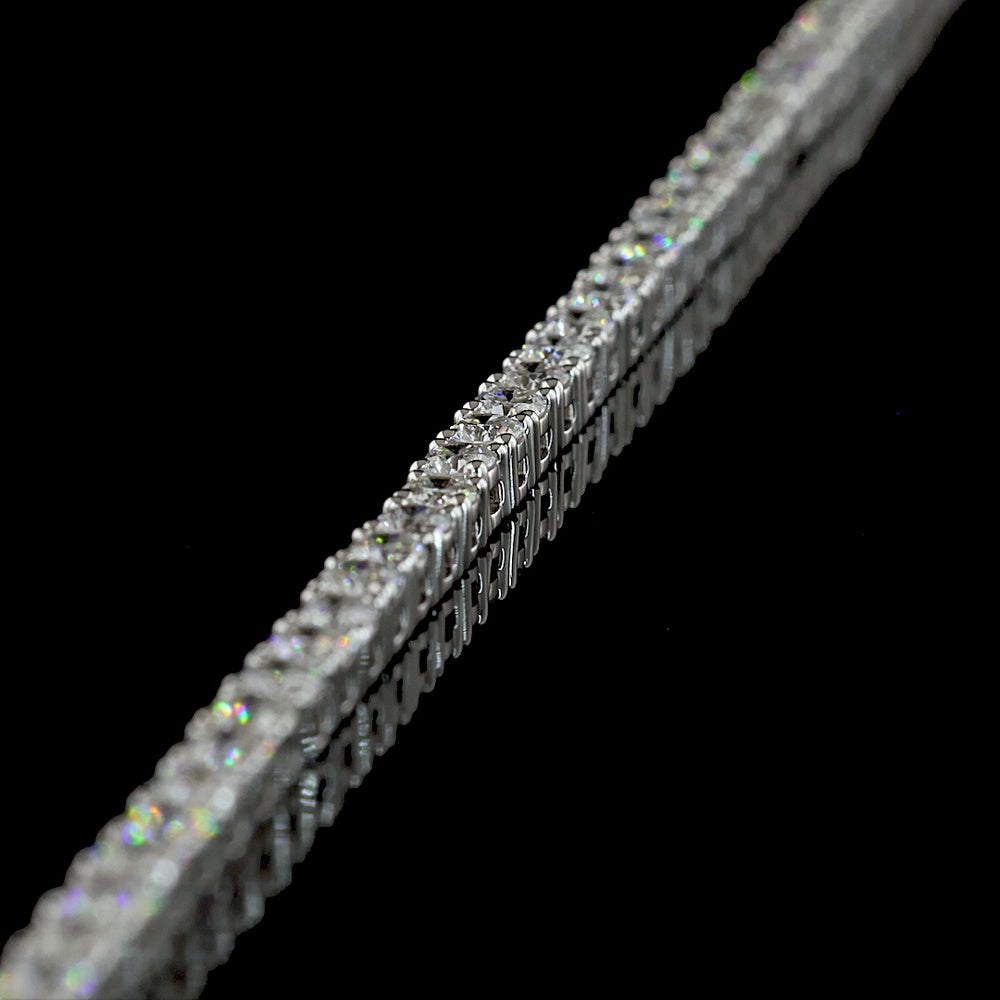14K White Gold Tennis Necklace with 199 Round Brilliant Cut Lab Diamonds - 5.32 Carats Total Diamond Weight (E-F Color, VS1 Clarity) - Covaloro Fine Jewelry
