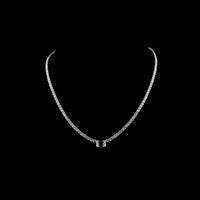 14K White Gold Tennis Necklace with 2.07 Carats Emerald Cut East-West Center and 138 Brilliant Cut Lab Diamonds - 11.70 Carats Total Diamond Weight - Covaloro Fine Jewelry