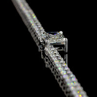 14K White Gold Tennis Necklace with 2.07 Carats Emerald Cut East-West Center and 138 Brilliant Cut Lab Diamonds - 11.70 Carats Total Diamond Weight - Covaloro Fine Jewelry