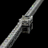 14K White Gold Tennis Necklace with 2.07 Carats Emerald Cut East-West Center and 138 Brilliant Cut Lab Diamonds - 11.70 Carats Total Diamond Weight - Covaloro Fine Jewelry