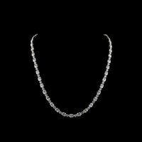 14K White Gold Tennis Necklace with 38 Round Brilliant and 44 Oval Cut Lab Diamonds - 31.03 Carat Total Weight - Covaloro Fine Jewelry