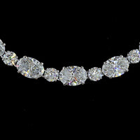 14K White Gold Tennis Necklace with 38 Round Brilliant and 44 Oval Cut Lab Diamonds - 31.03 Carat Total Weight - Covaloro Fine Jewelry