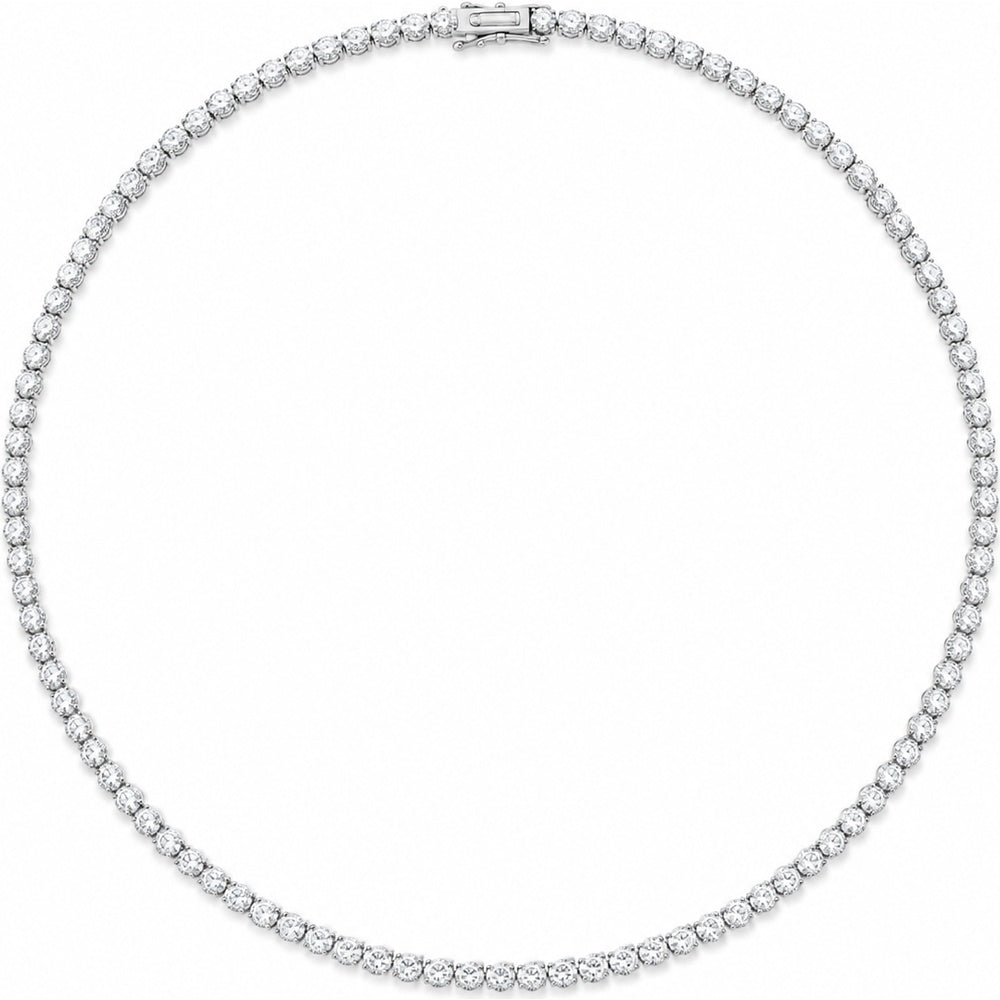 14K White Gold Tennis Necklace with 4-Prong Set Round Diamonds - 9.87 Carat Total Diamond Weight by Auriventus