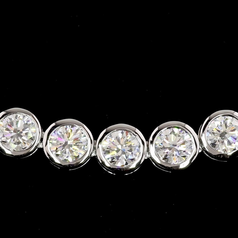 14K White Gold Tennis Necklace with 83 Bezel-Set Round Lab Diamonds - 25.2 Carat Total Weight, E-F Color VS2 Clarity - Covaloro Fine Jewelry