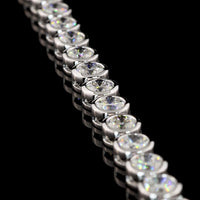 14K White Gold Tennis Necklace with 83 Bezel-Set Round Lab Diamonds - 25.2 Carat Total Weight, E-F Color VS2 Clarity - Covaloro Fine Jewelry