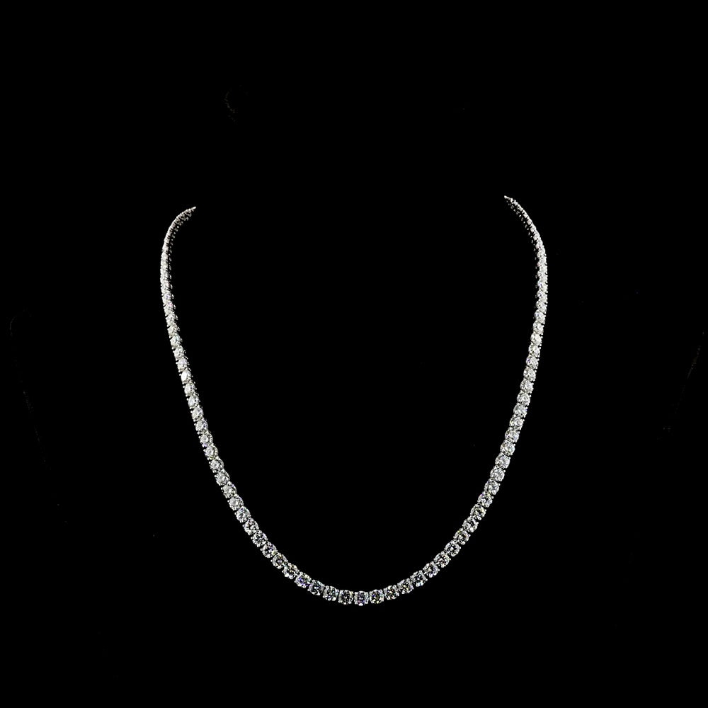 14K White Gold Tennis Necklace with 95 Round Brilliant and 8 Marquise Cut Lab Diamonds - 25.03 Carat Total Weight - Covaloro Fine Jewelry