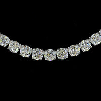 14K White Gold Tennis Necklace with 95 Round Brilliant and 8 Marquise Cut Lab Diamonds - 25.03 Carat Total Weight - Covaloro Fine Jewelry