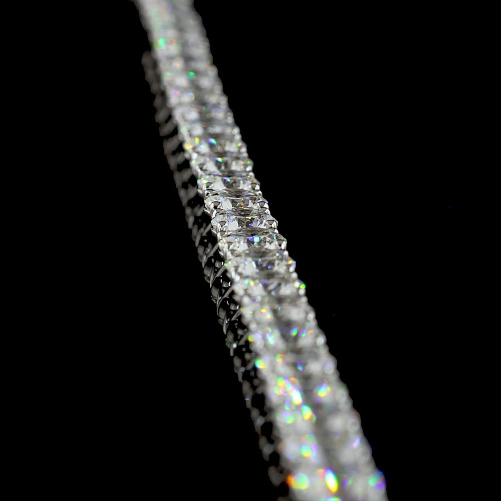 14K White Gold Tennis Necklace with 95 Round Brilliant and 8 Marquise Cut Lab Diamonds - 25.03 Carat Total Weight - Covaloro Fine Jewelry