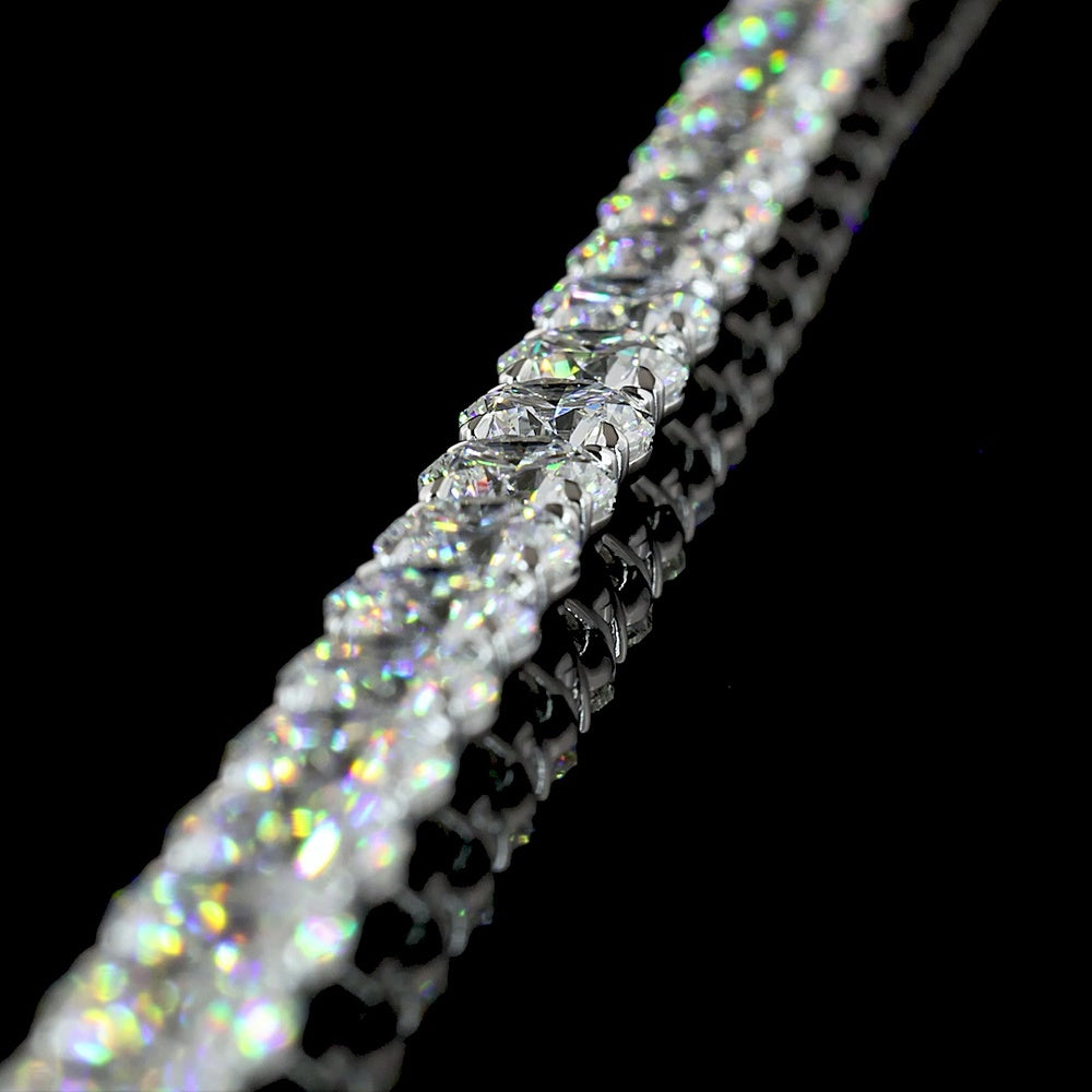 14K White Gold Tennis Necklace with Prong Set Round Brilliant Lab Diamonds and Marquise Accents - 39.9 Carat Total Diamond Weight - Covaloro Fine Jewelry