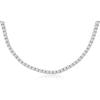 14K White Gold Tennis Necklace with Prong-Set Round Lab Grown Diamonds - 9.25 Carat Total Diamond Weight - Royal Jewelry