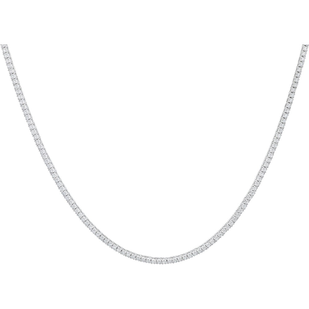 14K White Gold Tennis Necklace with Round Lab-Grown Diamonds - 3.00 Carat Total Diamond Weight