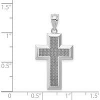 14K White Gold Textured and Polished Cross Pendant with Rhodium Plating - Timeless Religious Jewelry by Oro Pregiato