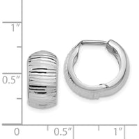 14K White Gold Textured and Polished Hinged Hoop Earrings - Elegant and Timeless Design by 0