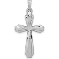 14K White Gold Textured and Polished Passion Cross Pendant - Timeless Faith Symbol by Oro Pregiato