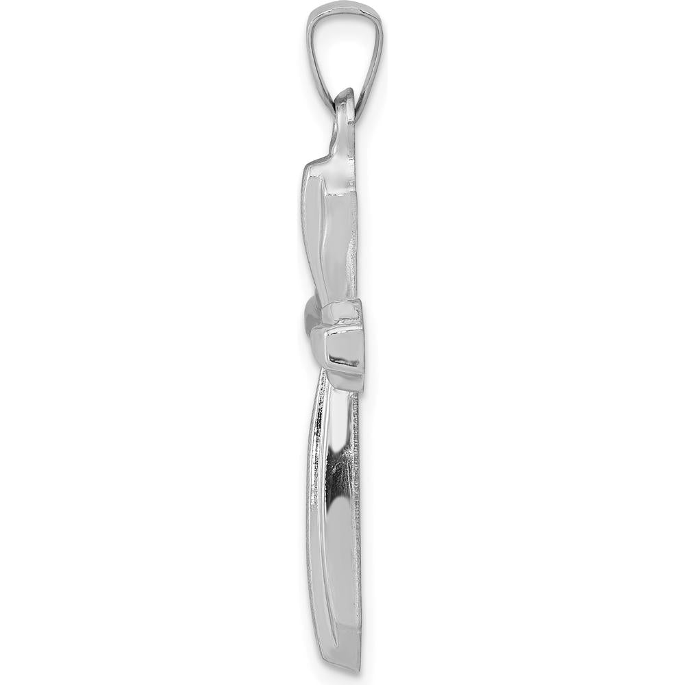 14K White Gold Textured and Polished Passion Cross Pendant - Timeless Faith Symbol by Oro Pregiato
