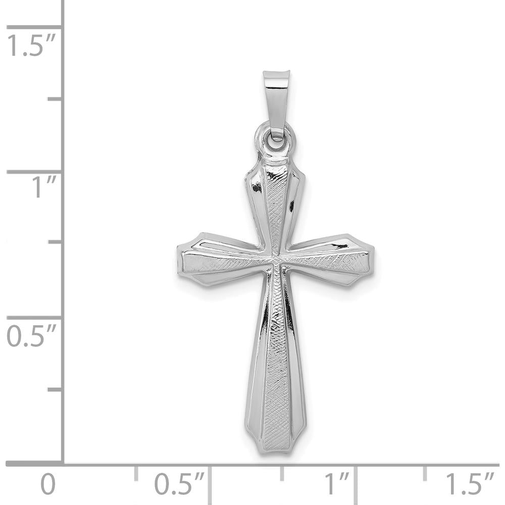 14K White Gold Textured and Polished Passion Cross Pendant - Timeless Faith Symbol by Oro Pregiato