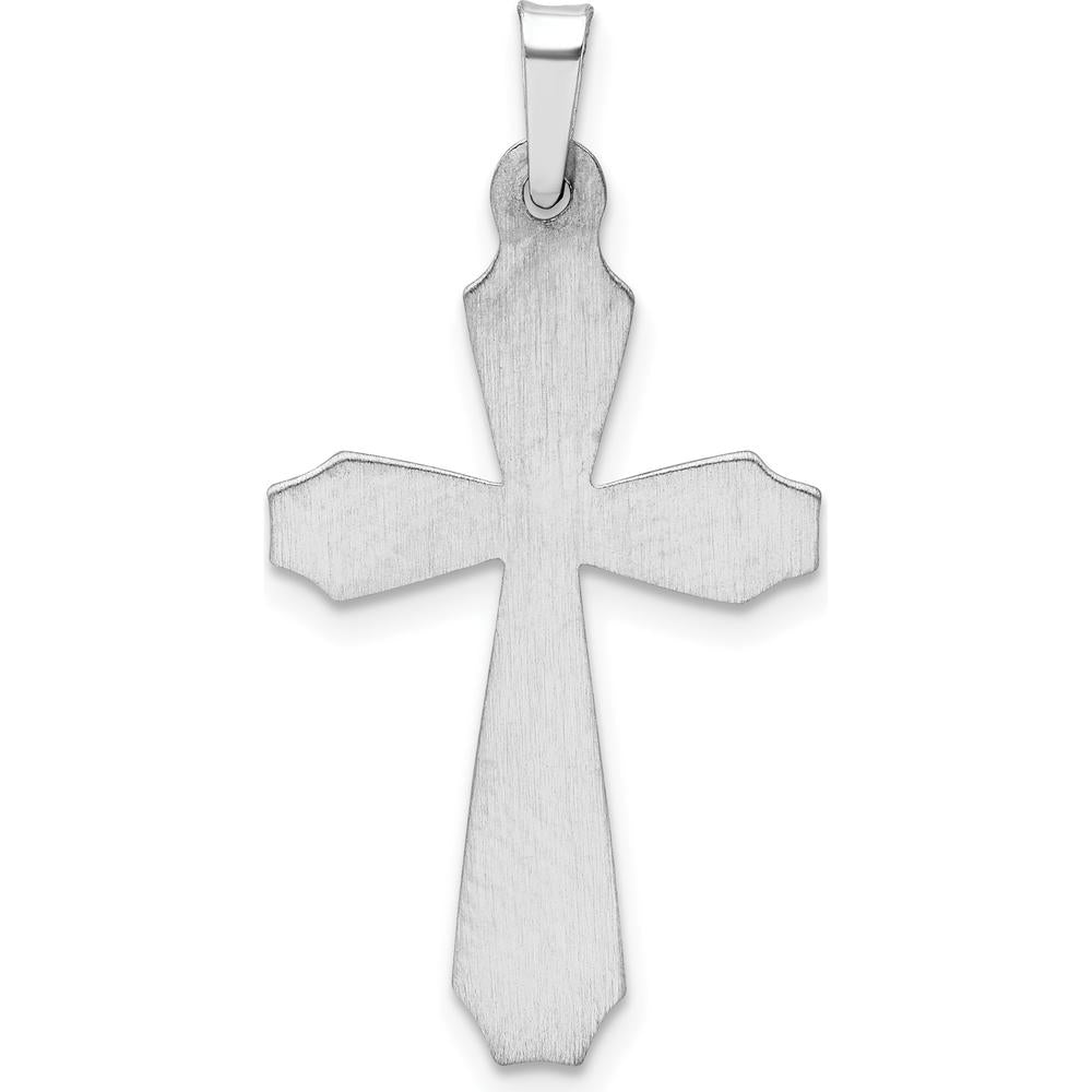 14K White Gold Textured and Polished Passion Cross Pendant - Timeless Faith Symbol by Oro Pregiato