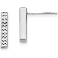 14K White Gold Textured Bar Stud Earrings with Rhodium-Plated Finish by 0