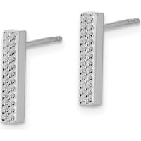 14K White Gold Textured Bar Stud Earrings with Rhodium-Plated Finish by 0
