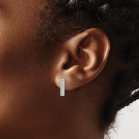 14K White Gold Textured Bar Stud Earrings with Rhodium-Plated Finish by 0