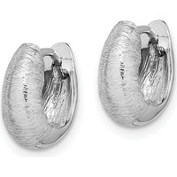 14K White Gold Textured Medium Hoop Earrings with Hinged Lock Closure by 0