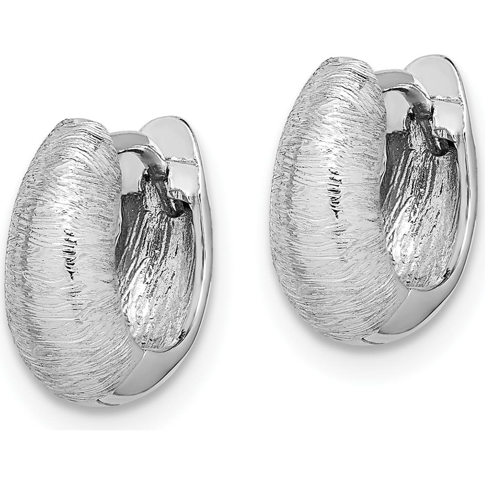 14K White Gold Textured Medium Hoop Earrings with Hinged Lock Closure by 0