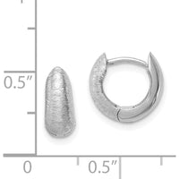 14K White Gold Textured Medium Hoop Earrings with Hinged Lock Closure by 0