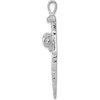 14K White Gold Textured Nail Cross Pendant - Rhodium Plated, 42mm Length by Oro Pregiato