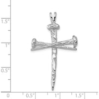 14K White Gold Textured Nail Cross Pendant - Rhodium Plated, 42mm Length by Oro Pregiato