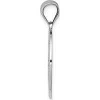14K White Gold Textured Peace Symbol Pendant with Rhodium Plating - 25mm Length by Oro Pregiato