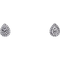 14K White Gold Textured Pear-Shaped Stud Earrings - Minimalist Elegance for Every Occasion