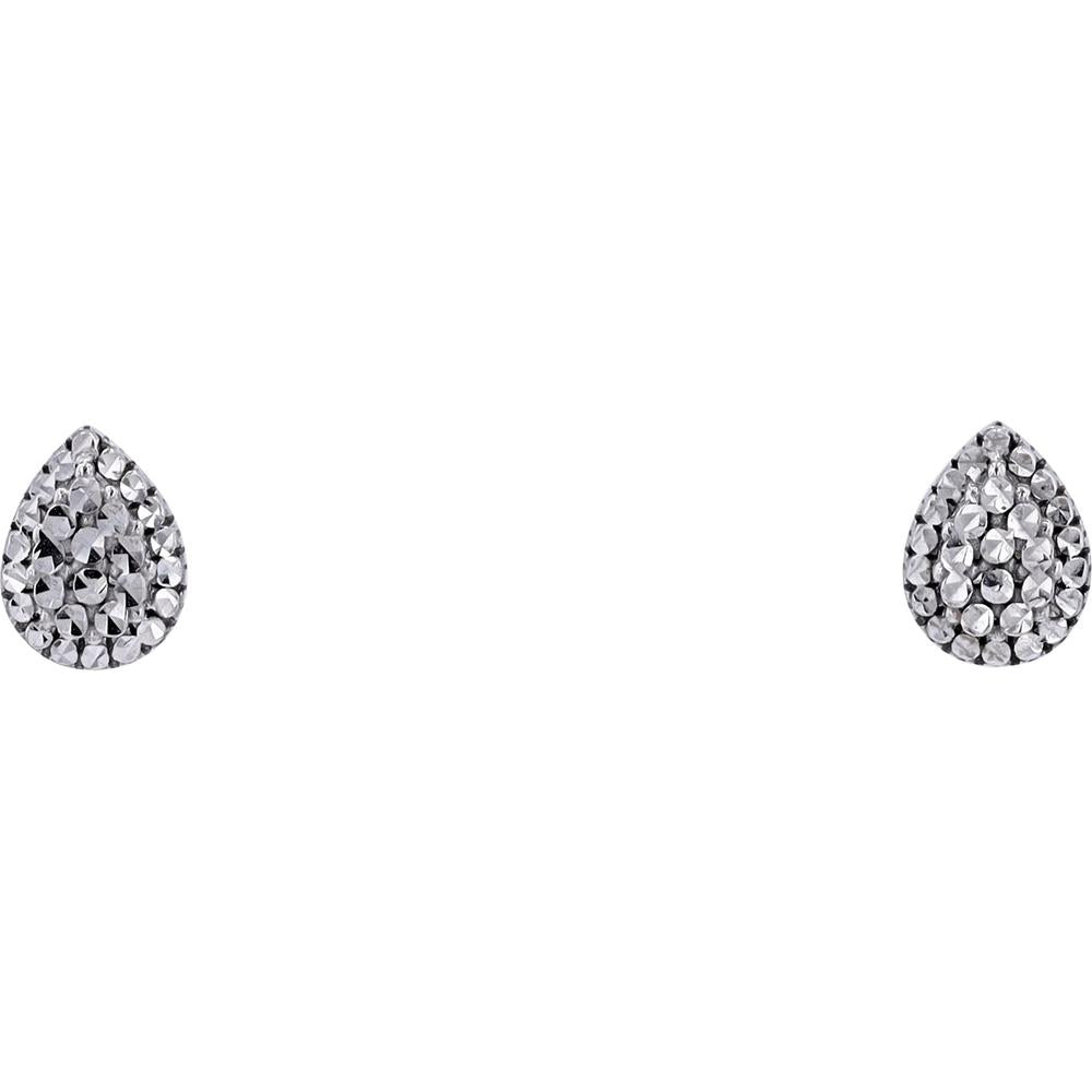 14K White Gold Textured Pear-Shaped Stud Earrings - Minimalist Elegance for Every Occasion