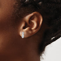 14K White Gold Textured Pineapple Button Earrings - Polished Finish by 0